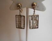 Vintage 1930s Pure Silver Abacus Screw Back Earrings
