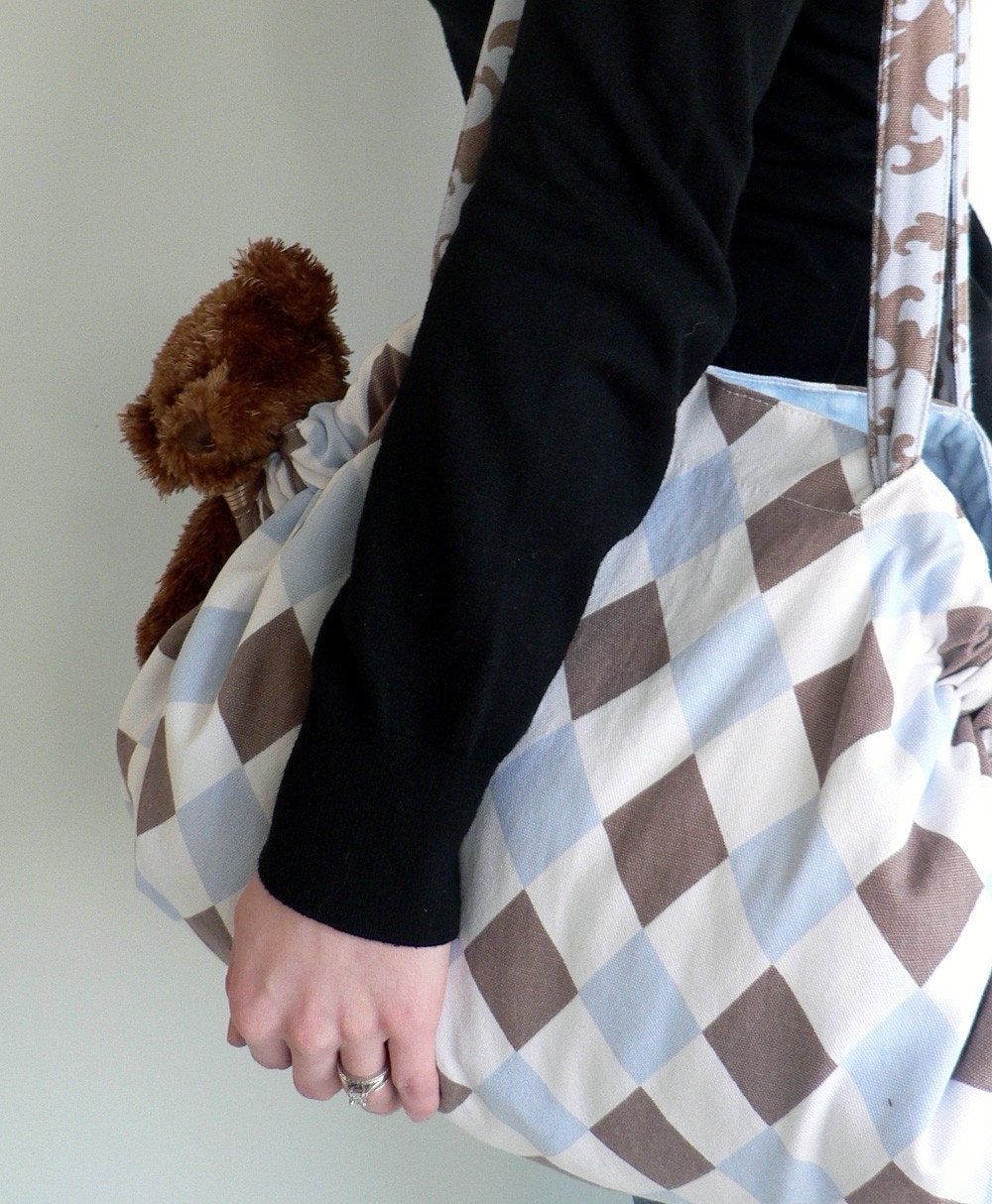 Blue Cocoa Playmat Purse - Toy Tote Complement for SnugasaBugBaby Diaper Bag in Blue Cocoa