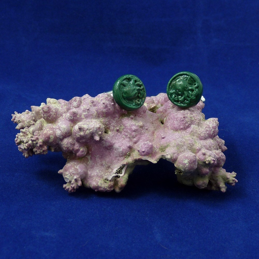 Green Cthulhu Cufflinks - Handmade Lovecraft  Accessories