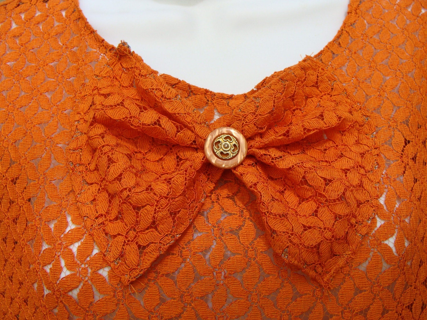 Marigold Handmade orange vintage lace top
