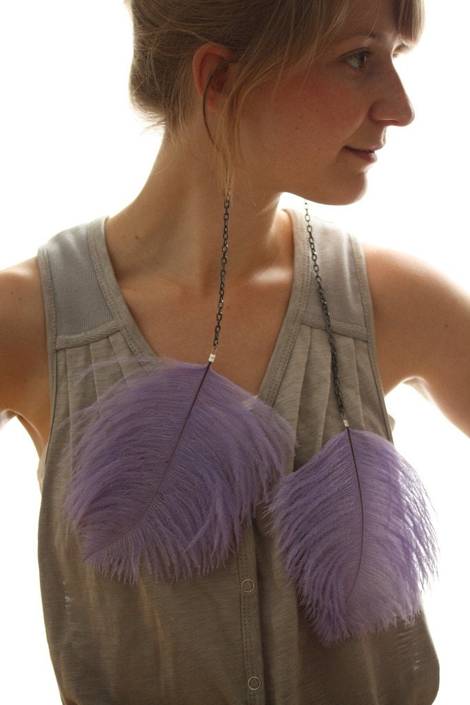 Silently - Statement feather earrings