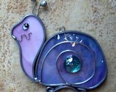 Pink and Purple Snail Stained Glass Suncatcher, Stanley the Sluggish Snail