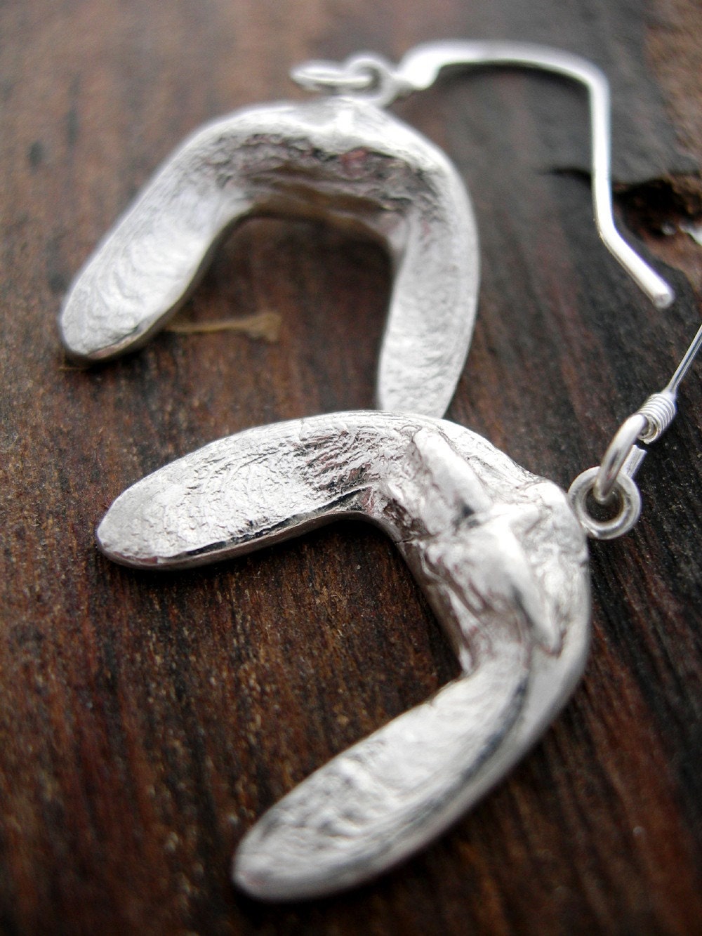Double sycamore seed / 'helicopter' silver earrings