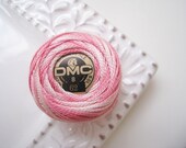 DMC Perle Cotton Thread Size 8 Variegated White, Light Pink, Pink 62