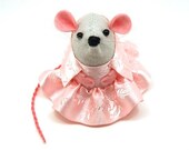 Pink Grey Ballerina Mouse ornament felt hamster rat mice cute gift for animal lover or collector - Maria the Ballerina - READY TO SHIP
