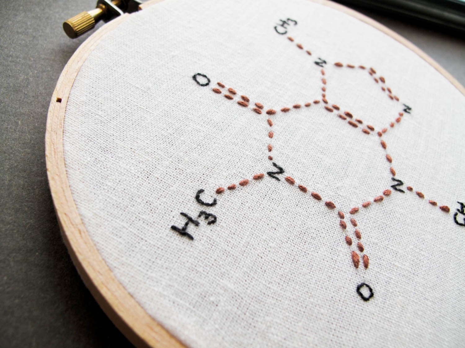 Caffeine Molecule Art Embroidery - In Hoop - Caffeine Fix