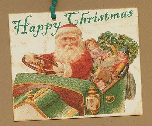50% Percent Off - Christmas Tags, Victorian Santa, Vintage Style - CHRISTMAS SALE
