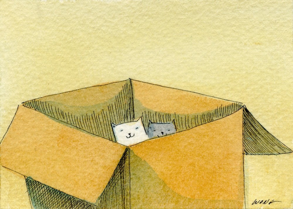 Original ACEO -- Sharing a Box