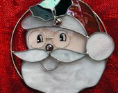 Christmas Stained Glass Santa Claus, Holiday Stained Glass,Santa Stained Glass Ring