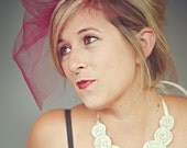 Lauren - Cranberry tulle illusion veil