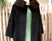 Vintage Glamour faux persian lamb coat with real fur collar