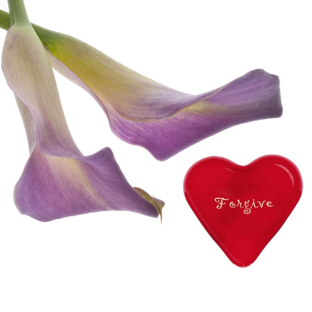 Red Glass Heart of Forgiveness Expression Inspiration 1.5x1.5x.5" 1.6oz