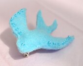 Brooch Blue Beaded Felt Swallow Bird Brooch