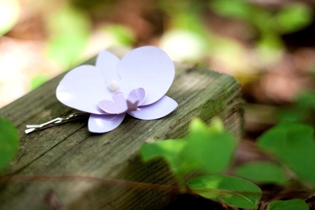 set of 3 orchid hair pins - paper flower accessories for everyday or special event