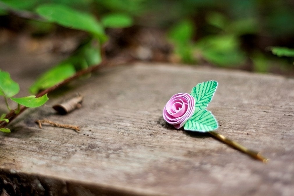 set of 3 spiral rose hair pins - paper flower accessories for everyday or special event