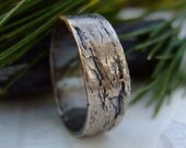 Stone Stone, mens handmade fine silver ring band