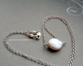 Moonstruck Necklace - White Freshwater Coin Pearl, Sterling Silver