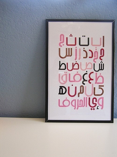 Pink Chocolate Arabic Alphabet Poster
