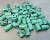 15 MALACHITE Greek Ceramic Beads Small Tube 6x10mm