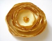 ON SALE glitzy gold poppy rose blossom wedding flower alligator clip