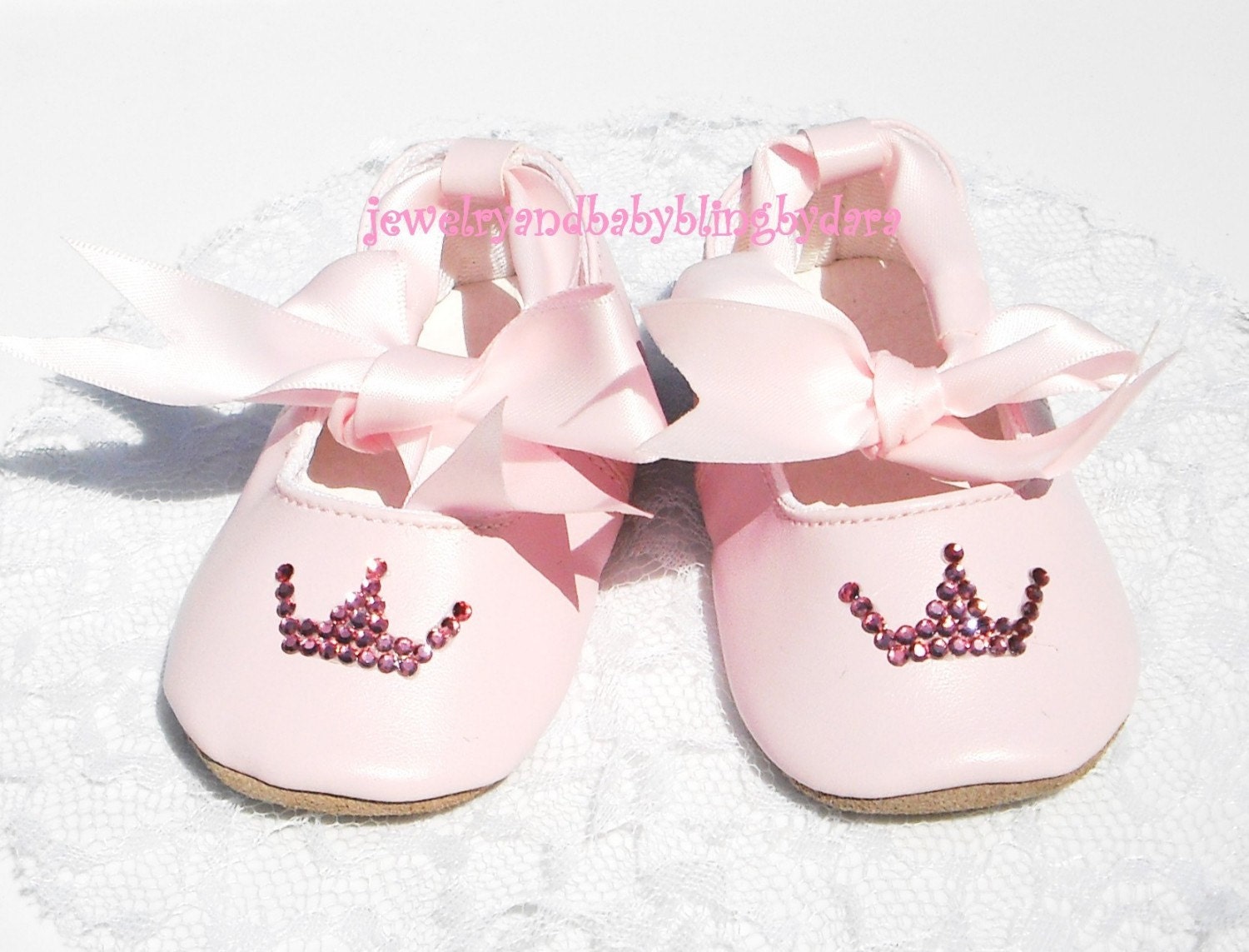 Baby Bling PINK PRINCESS TIARA Baby Ballet Shoes Crystal Bling 0 to 6 Months