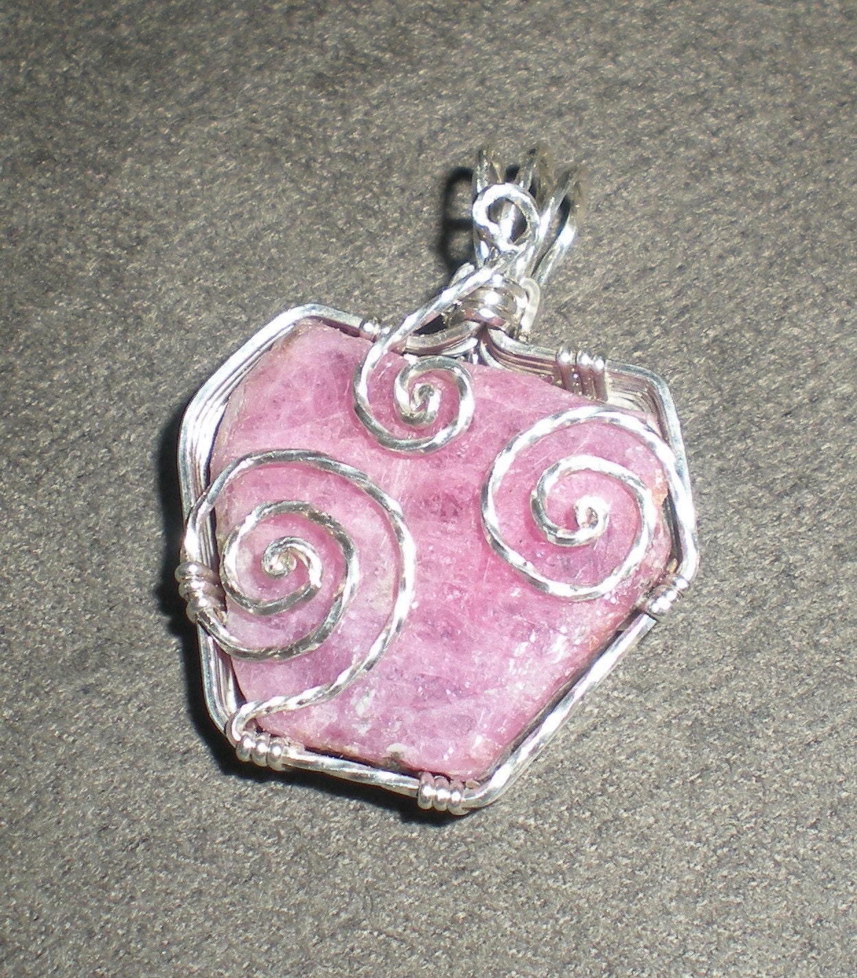 SALE (was 42.00) NATURAL RUBY sterling silver wire wrapped pendant