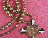 Vintage Enameled Maltese Cross Necklace