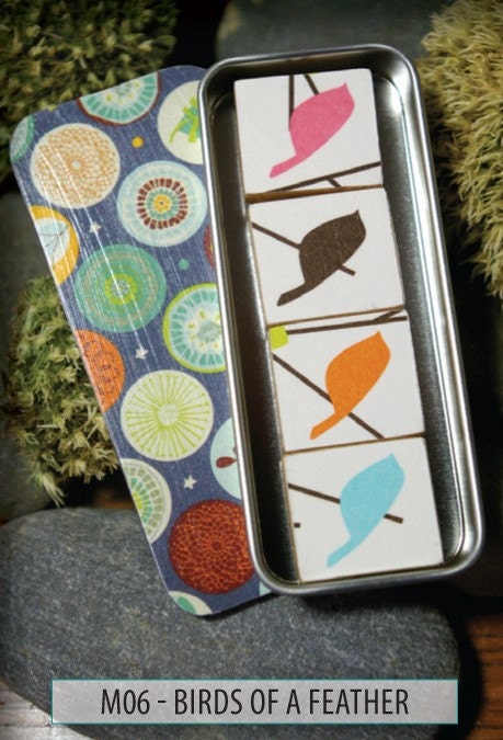 Birds of a Feather Scrabble Tile Magnets - Shiny and Bright with their own matching Tin -M06-