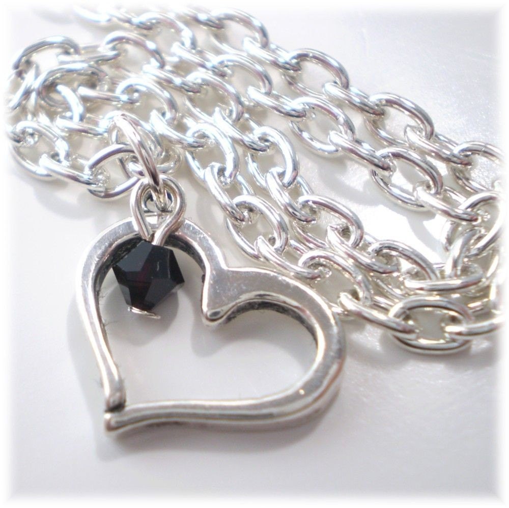 Heart Anklet  Silver Plated with Red Swarovski Crystal