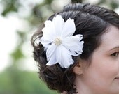 rebecca feather flower fascinator with swarovski center