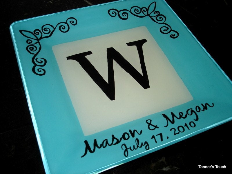 Monogrammed Hand-Painted Personalized Plate by Tanner's Touch