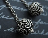 Dangle -  Bali silver ball drop earrings