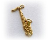 SALE - 9 SAXOPHONE Brass Charm and Jewelry Finding (G)