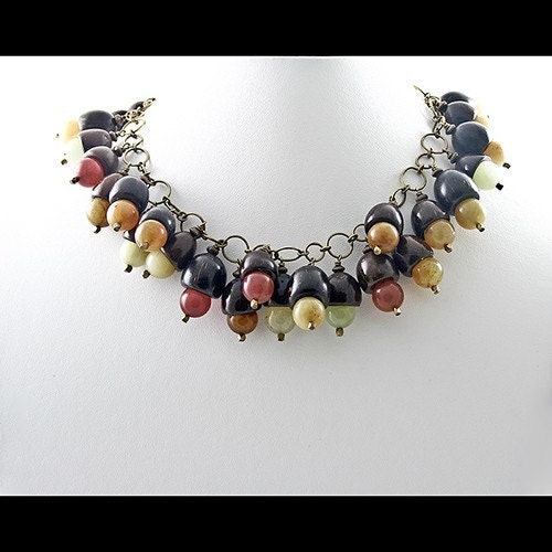 Statement - Coconut Shell Handmade Cap and Soo Chow Jade - Eco Fun Necklace