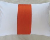 White orange rectangle throw pillow cover  12X18 inch long cushion cover
