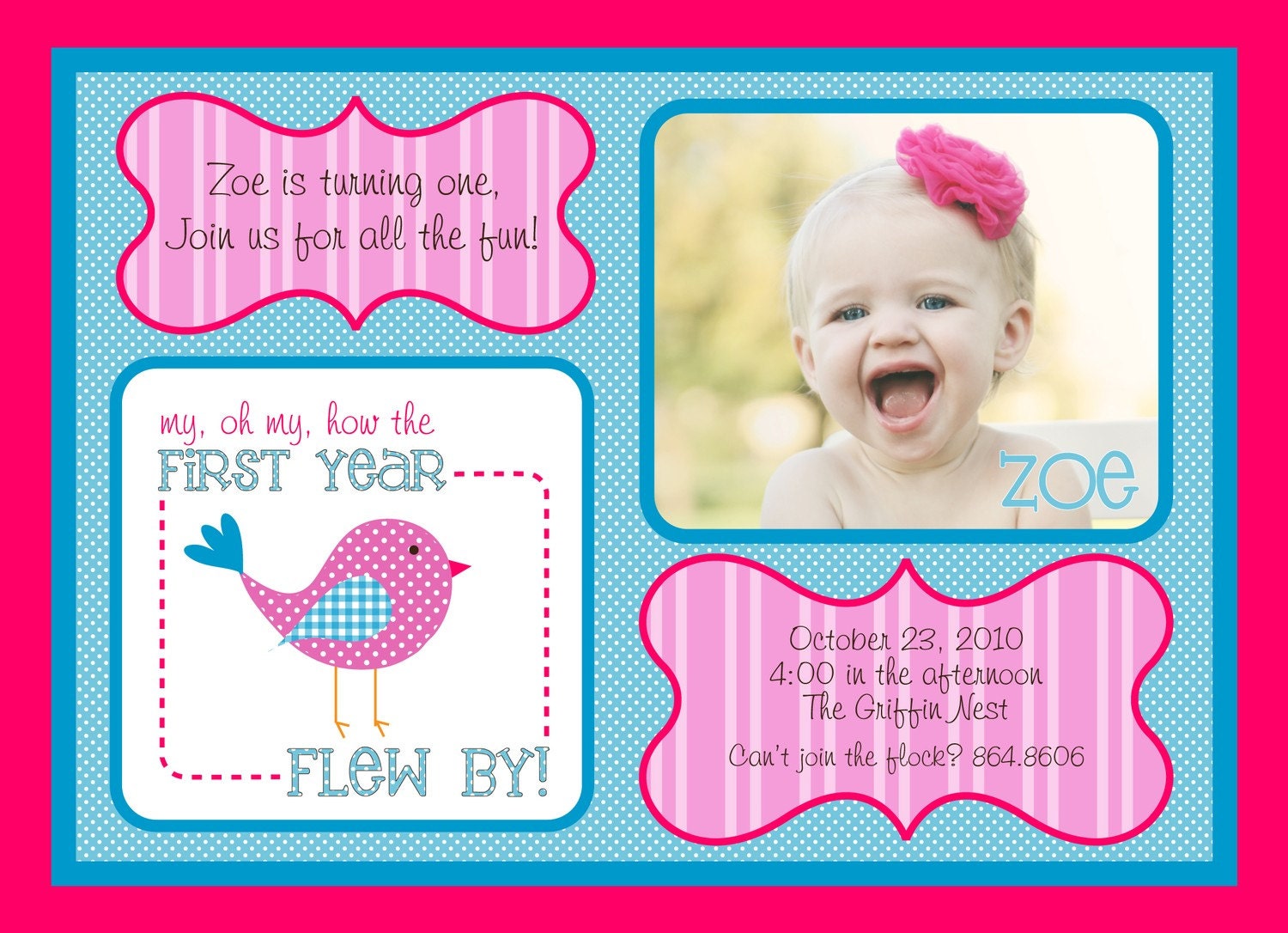 SWEET TWEET BIRDIE Birthday Party - First Birthday - Pink and Blue - Customized Printable Invitation