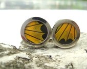 Real Butterfly Wing Cuff Links - fly away with me, yellow birdwing