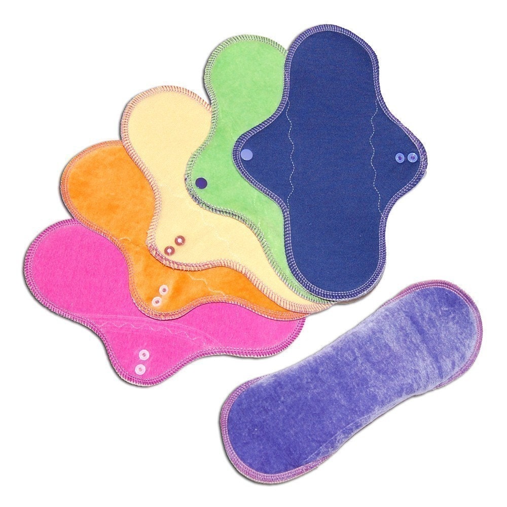 Organic Wool Backed Moonbow Cloth Menstrual Pads (prism pack of 6, regular)