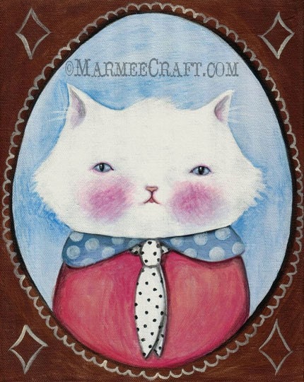 Cat art print, "Miss Kitty Cabinet Portrait"