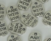 Made With Love - Silver Charms -  20 pieces