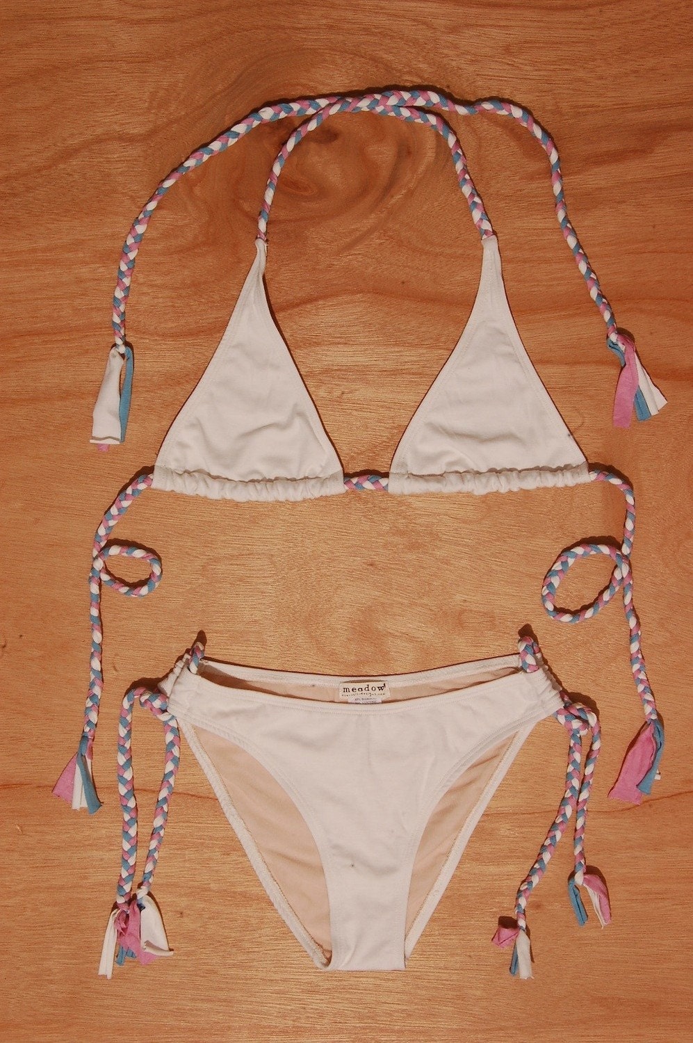 white bamboo braided bikini