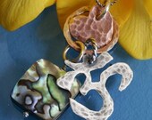 Silver Om And Copper Heart Necklace
