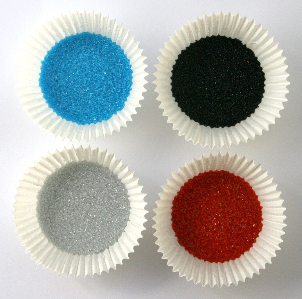 Rocket Mix - Blue, Red, Silver and Black Sanding Sugars for Decorating Cupcakes and Cookies (4 ounces)