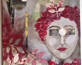 14X11 Original Abstract Figurative Painting/ Mixed Media  Title Lady Autumn