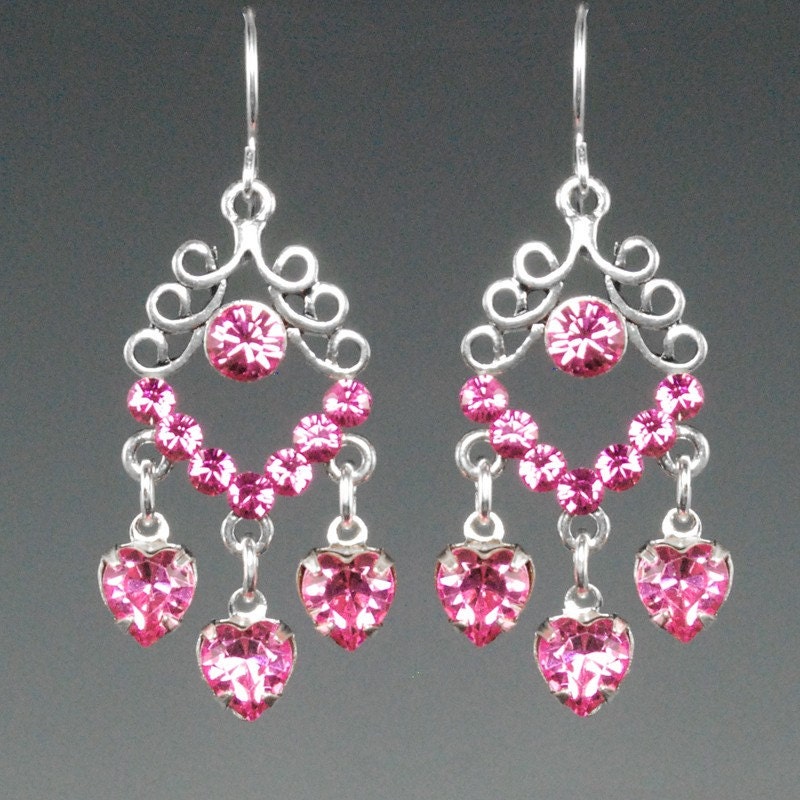 Bold rose Swarovski crystal earrings