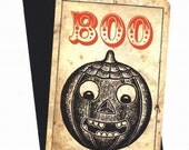 Halloween Note Cards: Vintage Halloween Pumpkin Set of Four Blank Cards