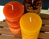 Autumn Pillar Candle Eight Inch Tall Four Colors Available