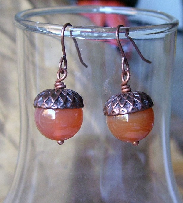 Agate Acorn Earrings