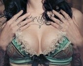 Turquoise and Cream Deer Soft Cup Bra - Pick Your Size - Handmade Vegan Bridal