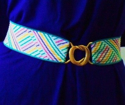 Vintage belt multi-colored pastel stripe